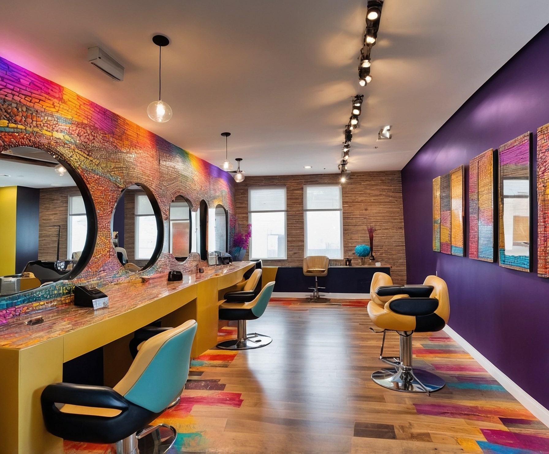 Cambio de look vibrante en salón de belleza.